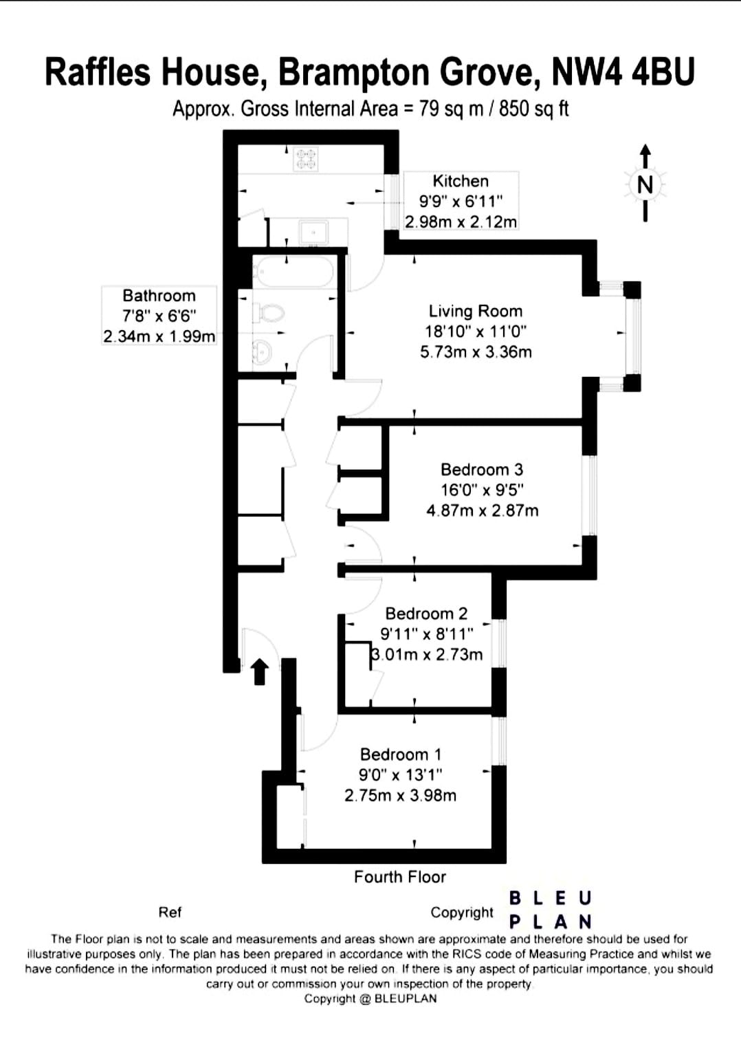 Floor plan for Brampton Grove, London NW4