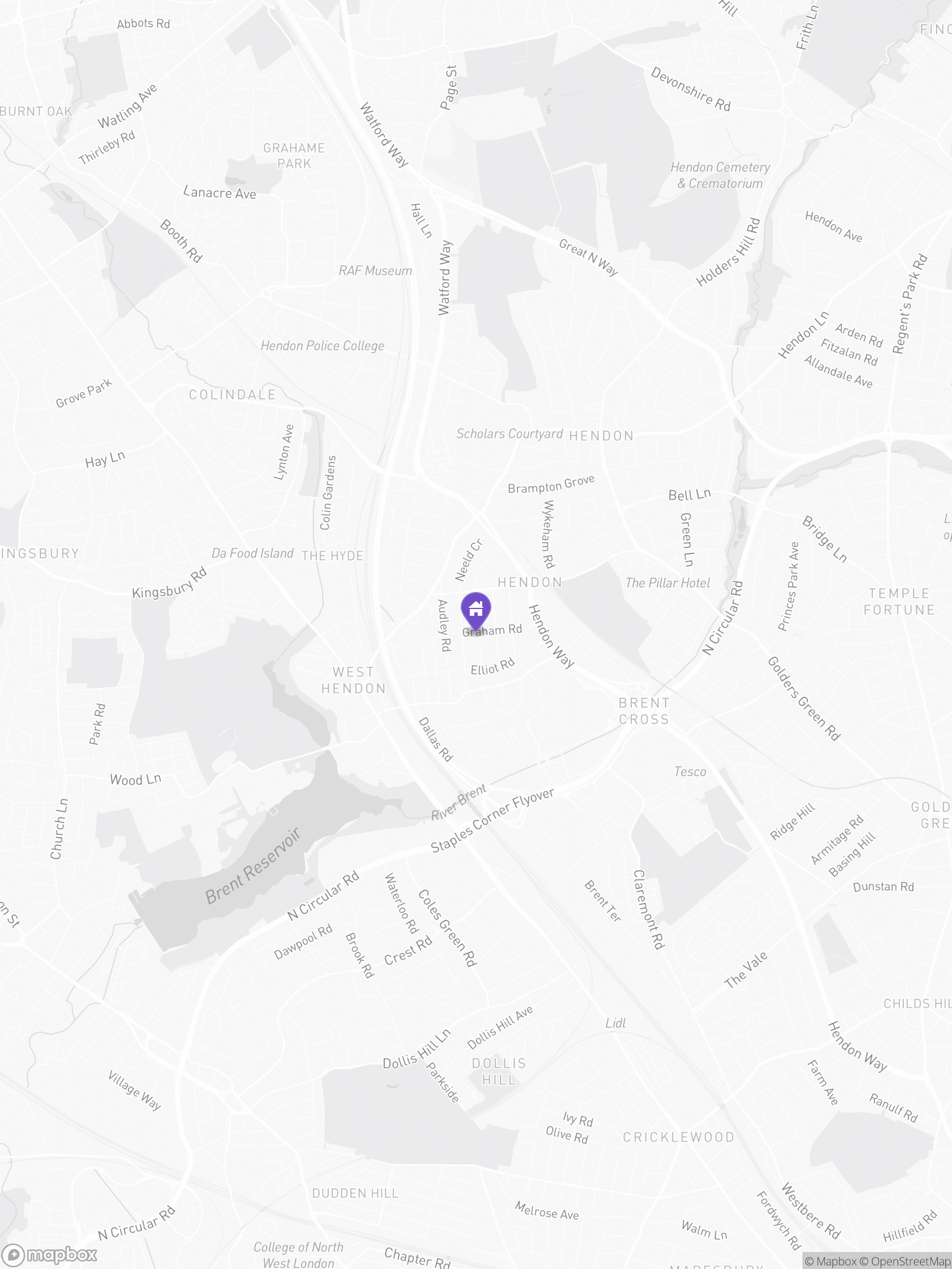 Approximate Mapbox map of the area around Foscote Road