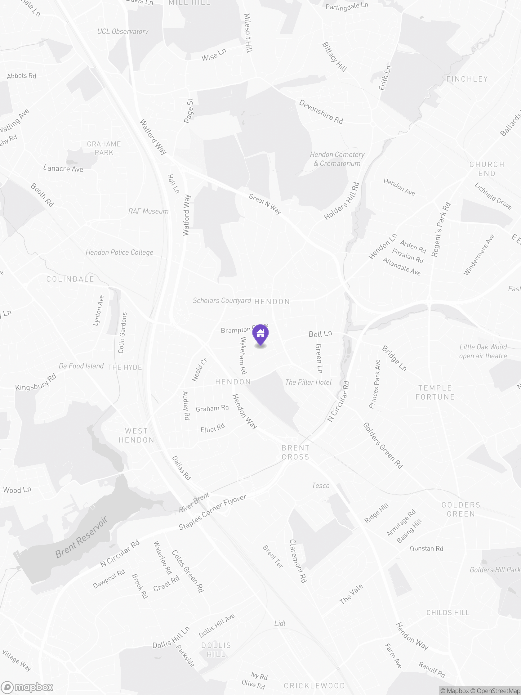 Approximate Mapbox map of the area around West View